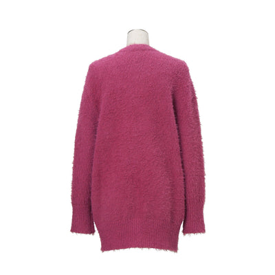 Feather Yarn Cardigan Dark Pink