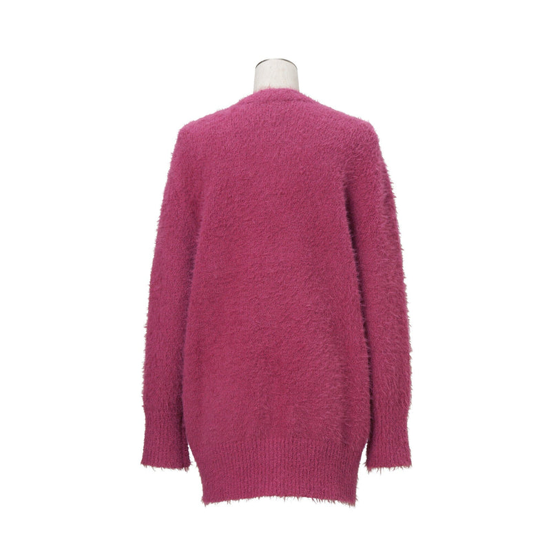 Feather Yarn Cardigan Dark Pink