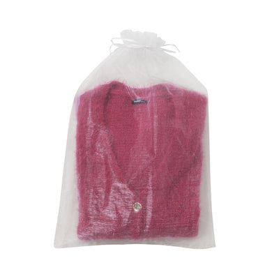 Feather Yarn Cardigan Dark Pink