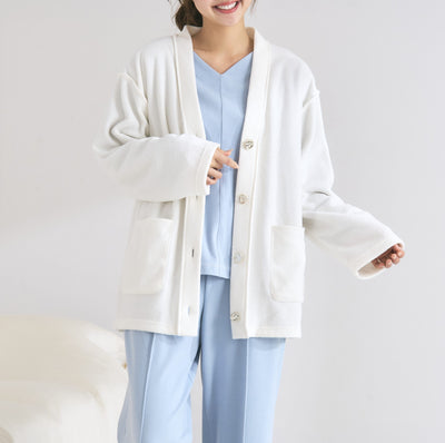 Cut Pile Cardigan Ivory