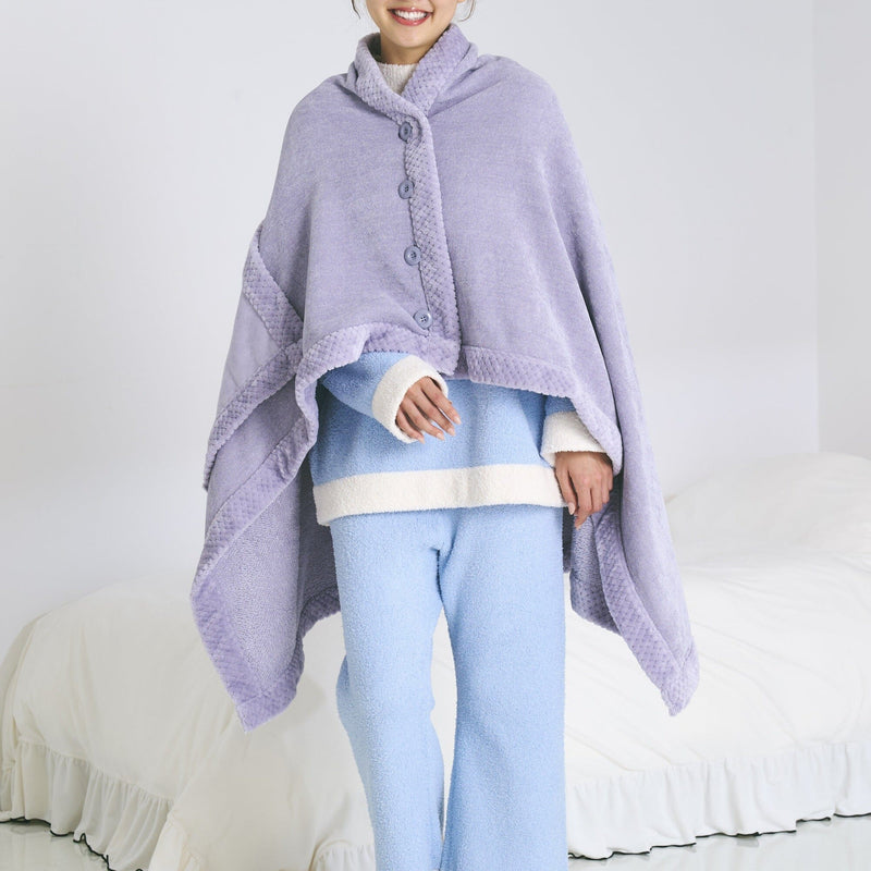 Reversible Warm Fleece 4-Way Poncho Large Gray