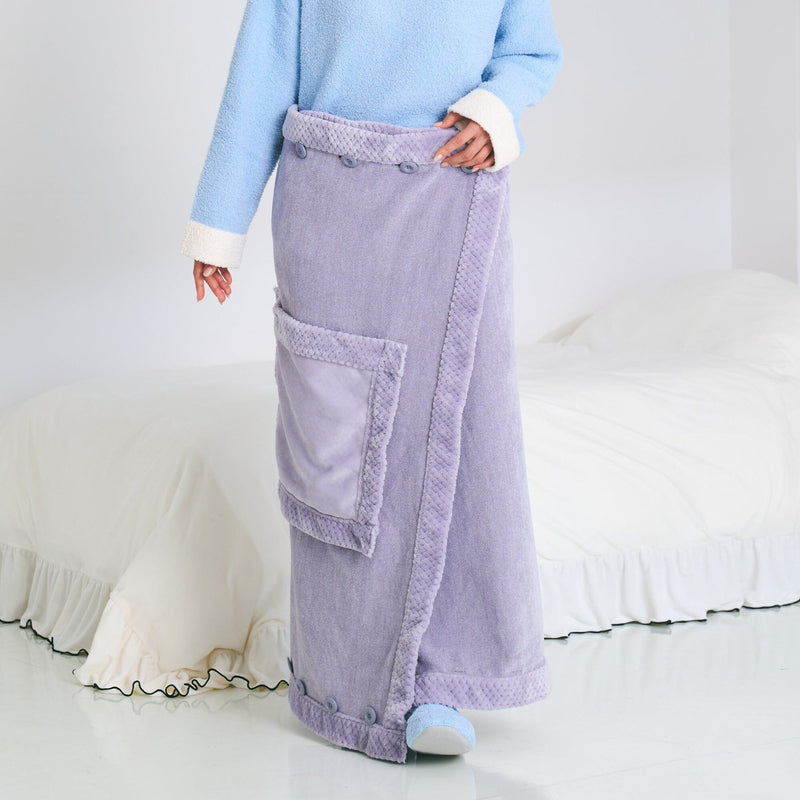 Reversible Warm Fleece 4-Way Poncho Large Light Blue