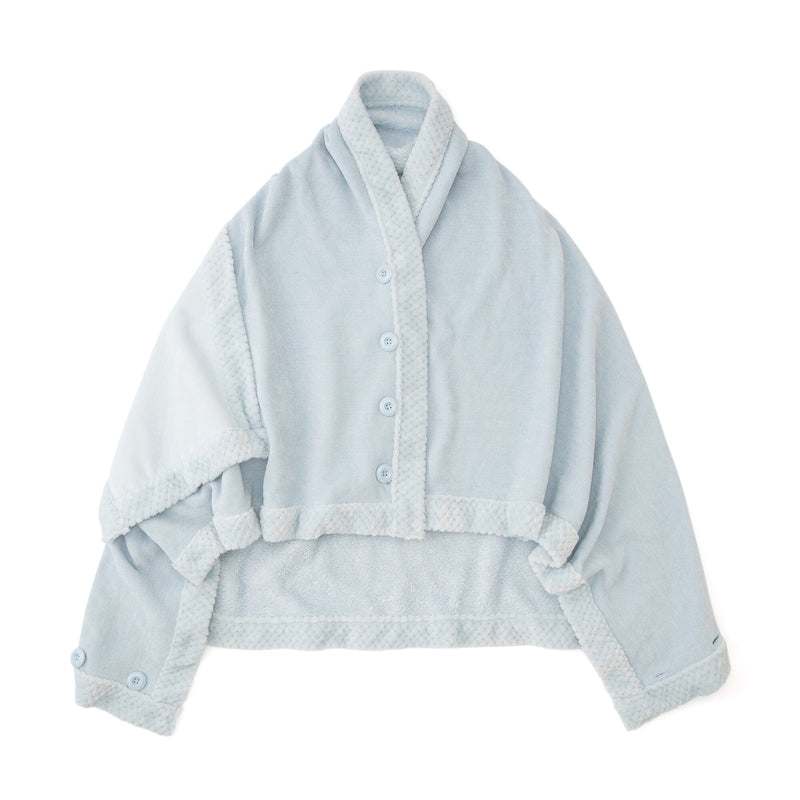 Reversible Warm Fleece 4-Way Poncho Large Light Blue