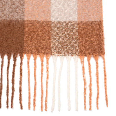 Mohair Like Check  Muffler Brown