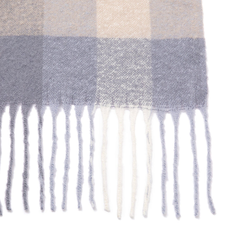 Mohair Like Check  Muffler Light Blue