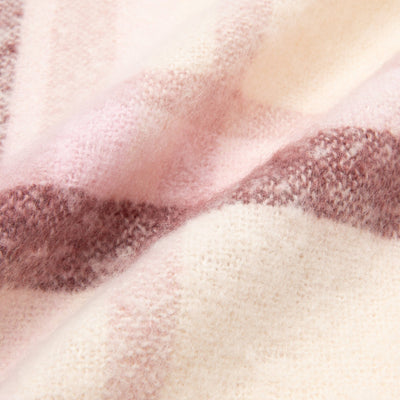 Mohair Like Check  Muffler Pink