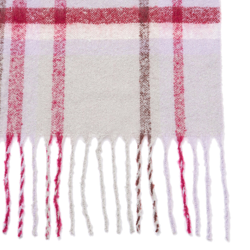 Mohair Like Check  Muffler Gray