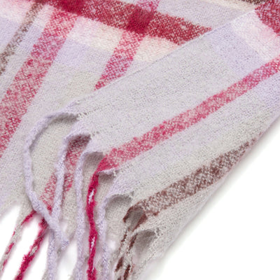 Mohair Like Check  Muffler Gray