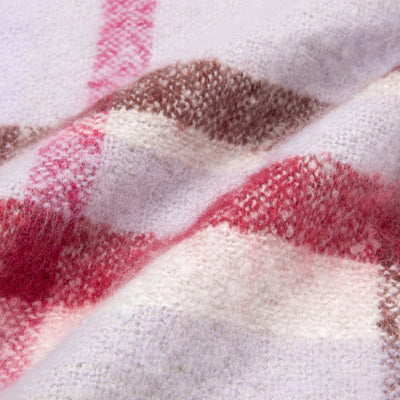 Mohair Like Check  Muffler Gray