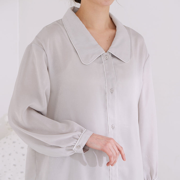 Temperature Control Satin Pajamas In Light Gray