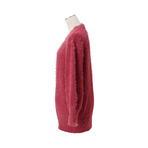 Feather Yarn Cardigan Dark Pink