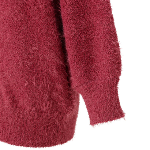 Feather Yarn Cardigan Dark Pink