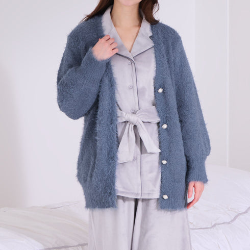 Feather Yarn Cardigan Dark Gray