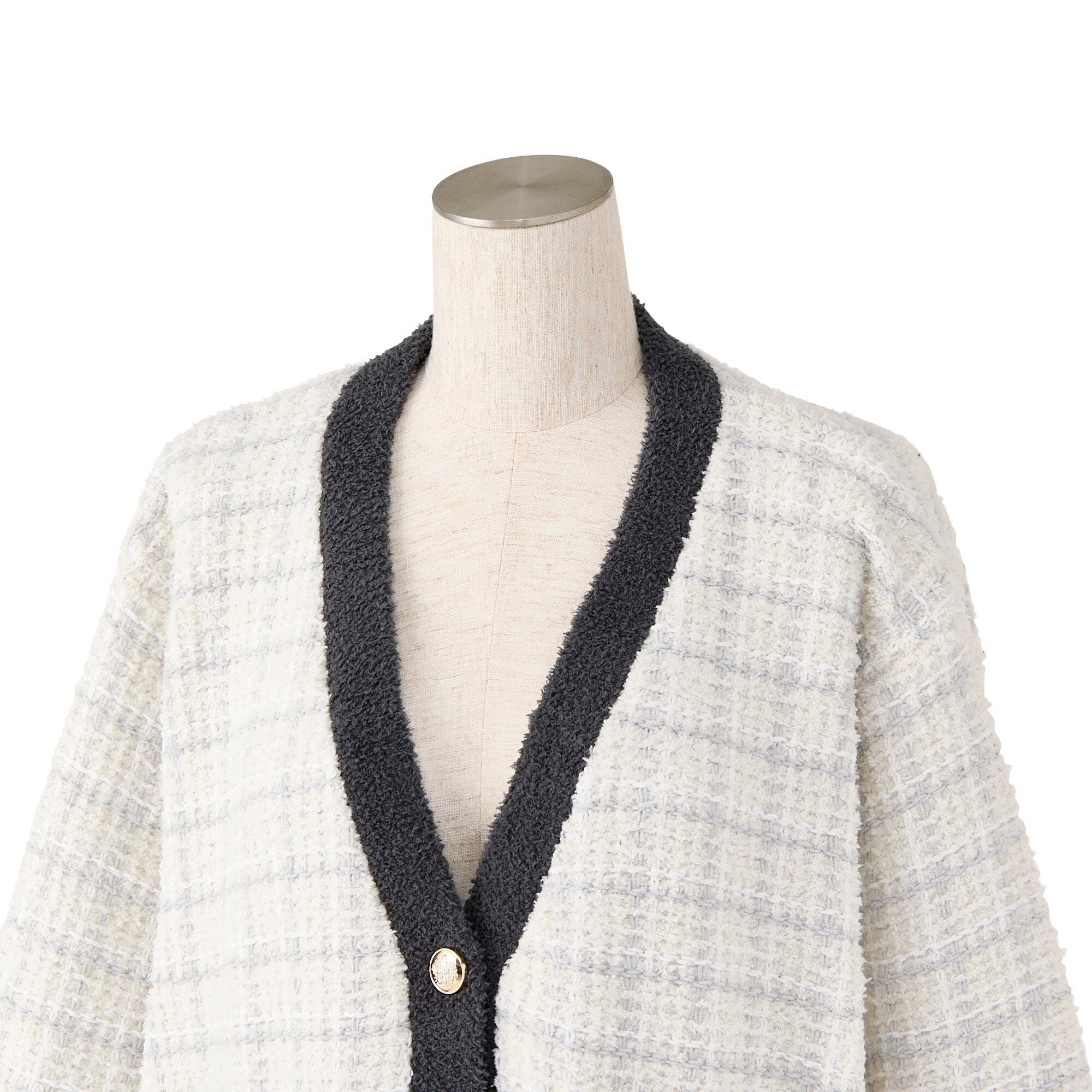 Tweed Pattern Cardigan Ivory
