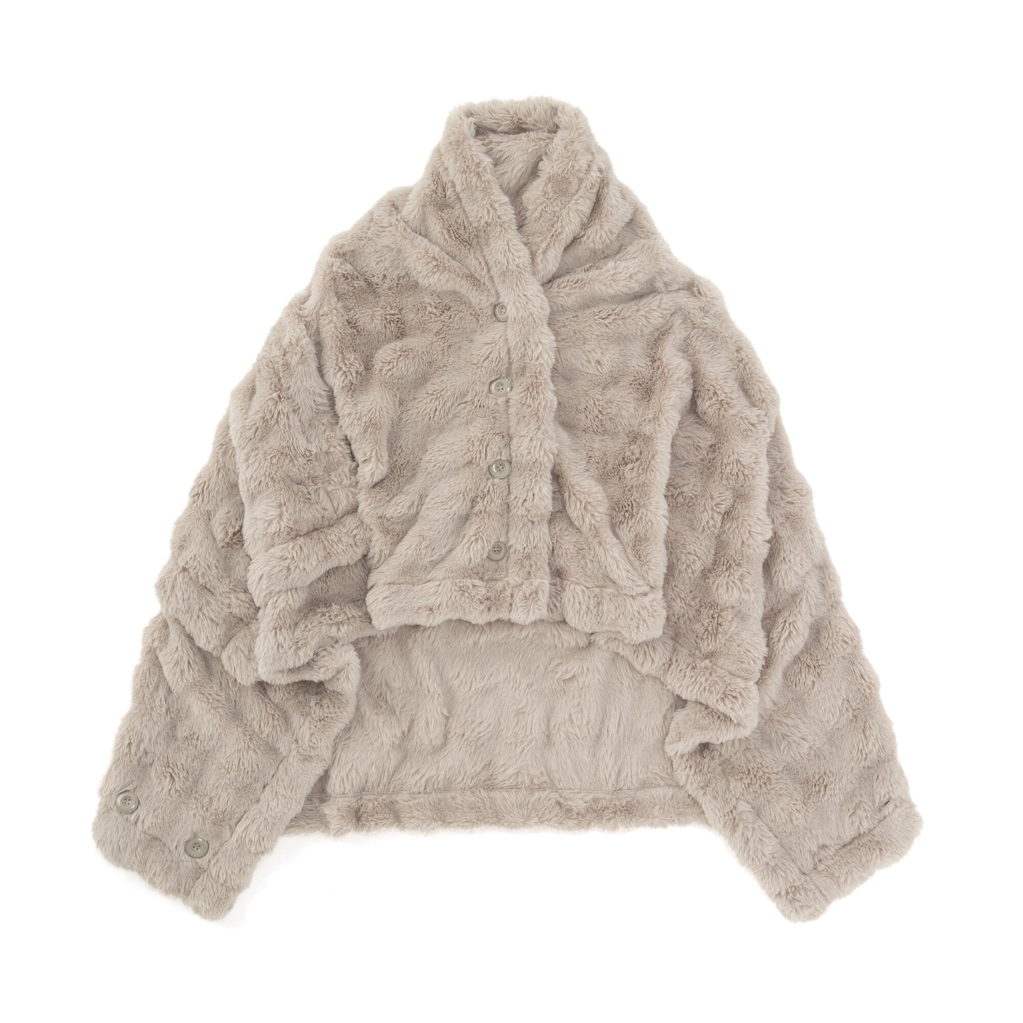 Eco Fur 4Way Poncho Size L Greige
