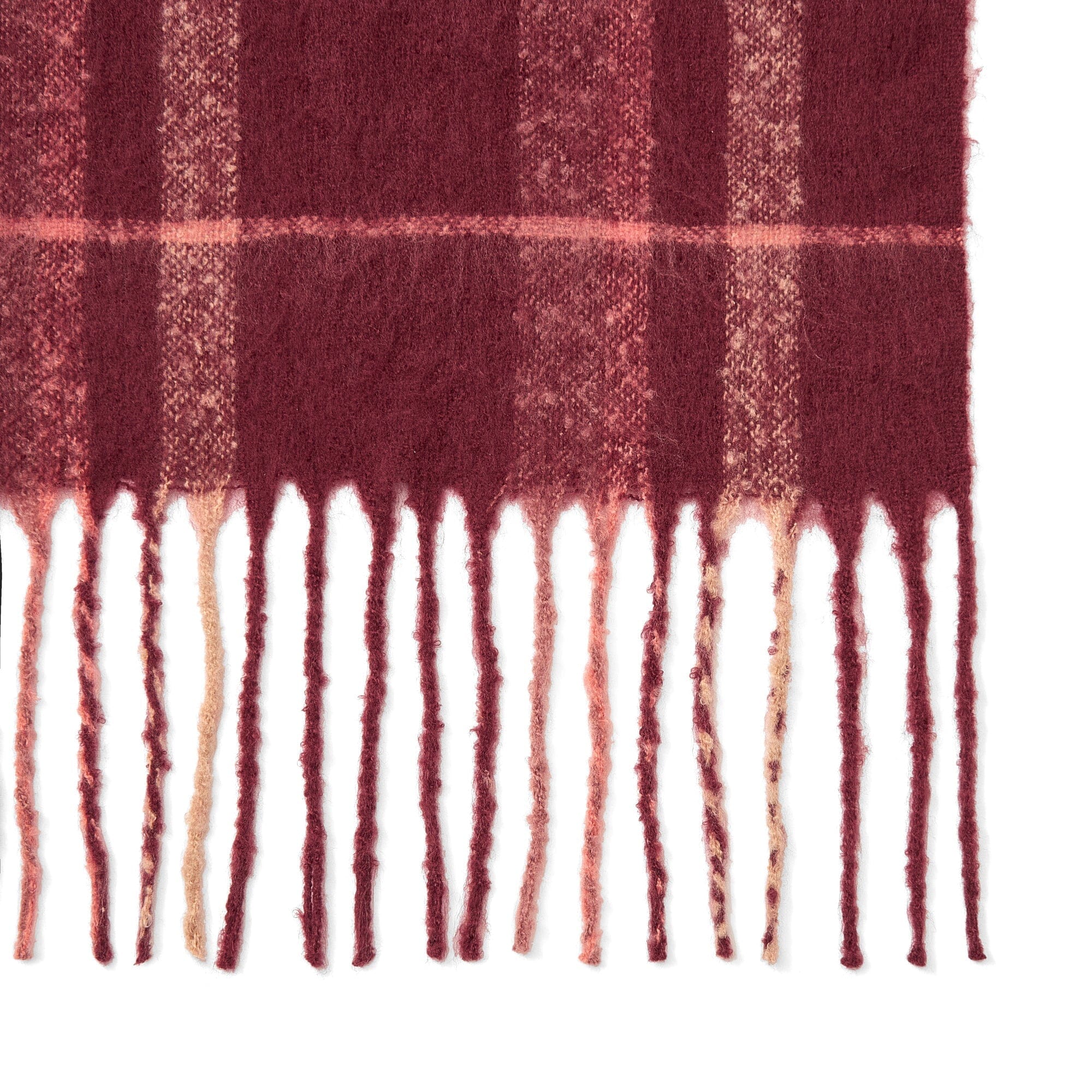 Mohair Like Check Muffler Dark Red