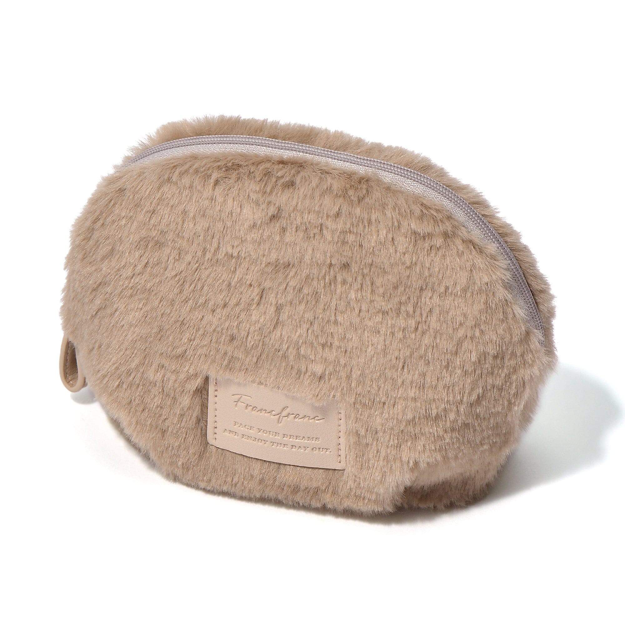 Fur Round Pouch  Beige