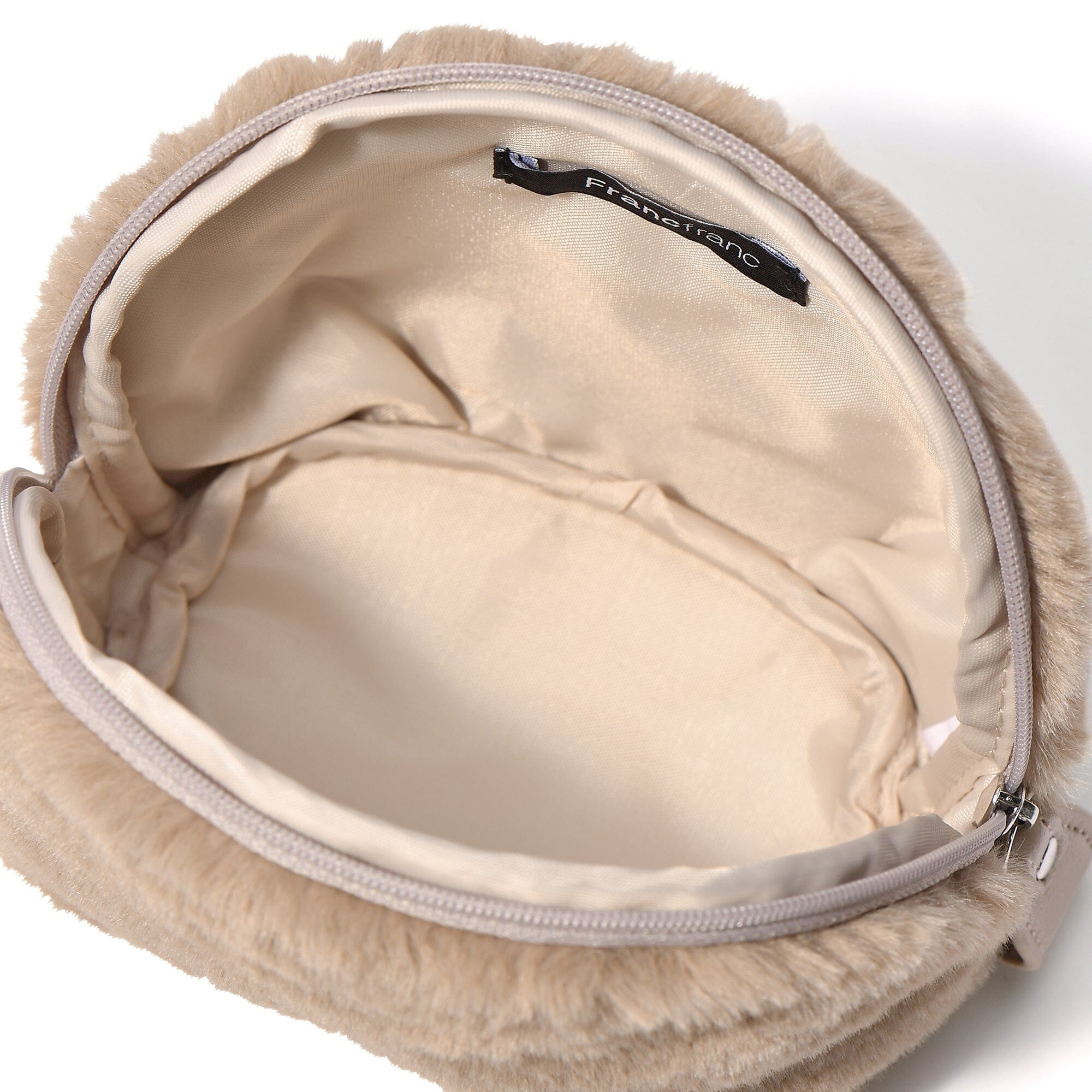 Fur Round Pouch  Beige