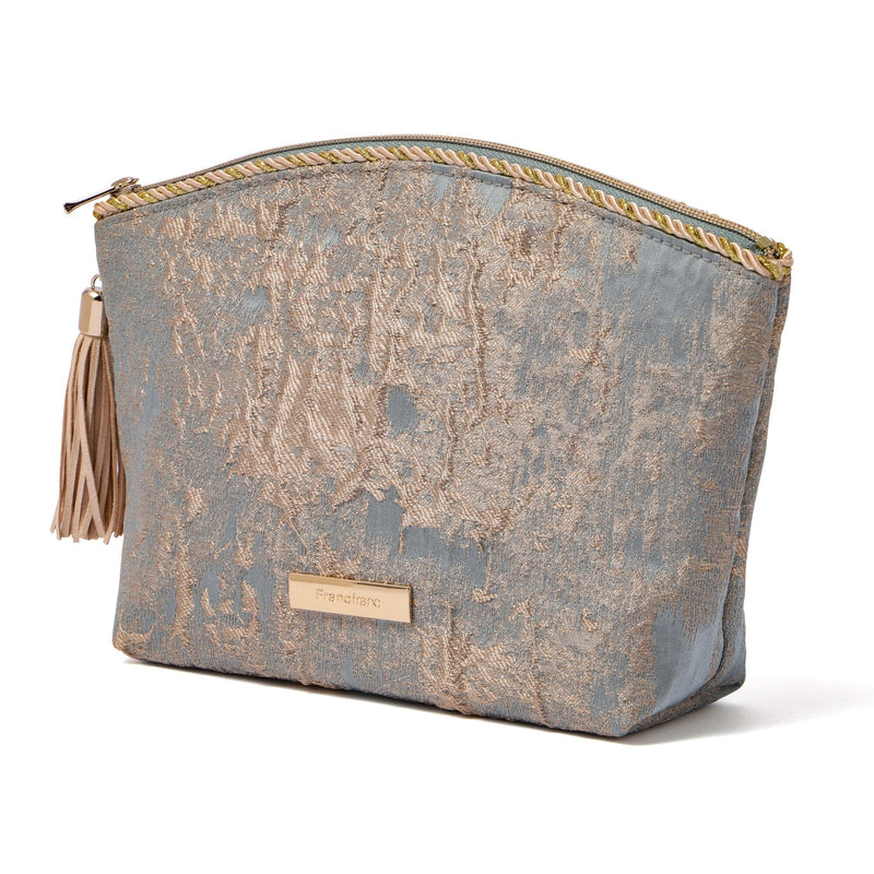 Gold Material Pouch Large Blue
