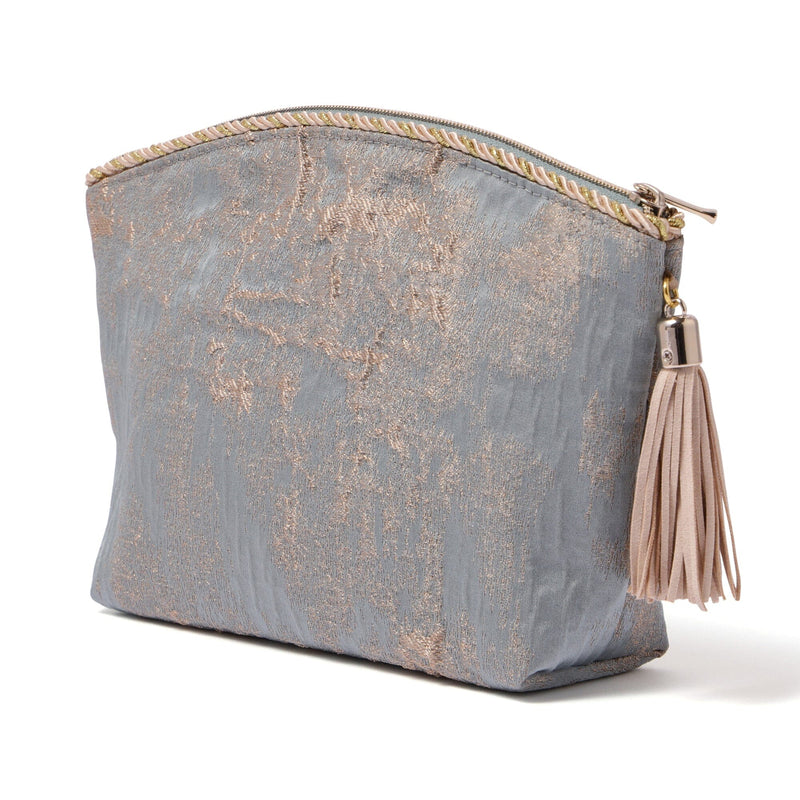Gold Material Pouch Large Blue