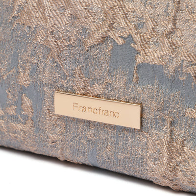 Gold Material Pouch Large Blue