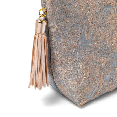 Gold Material Pouch Large Blue