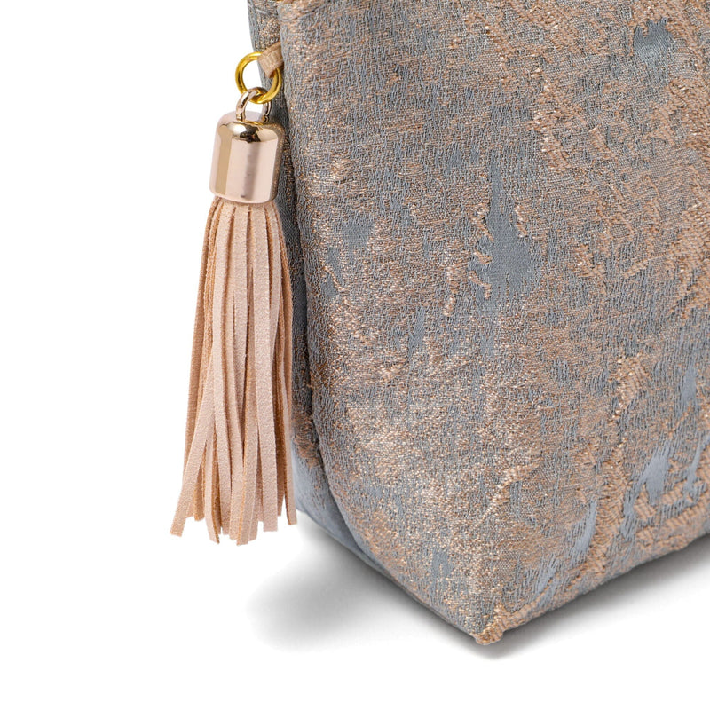 Gold Material Pouch Large Blue