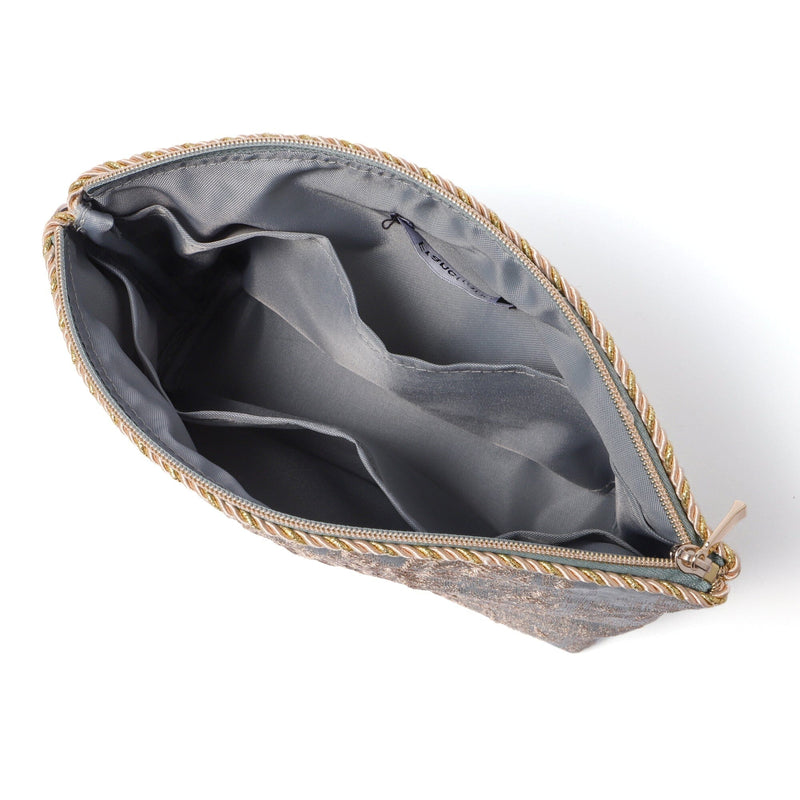 Gold Material Pouch Large Blue