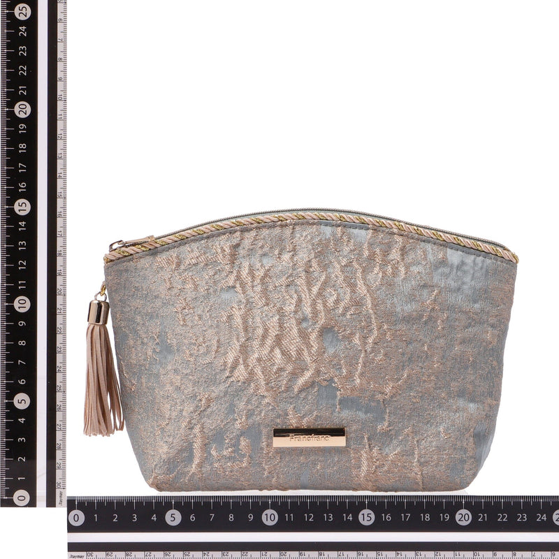 Gold Material Pouch Large Blue