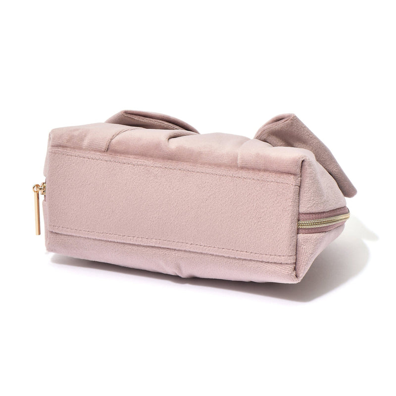 Velour Ribbon Pouch Small Pink