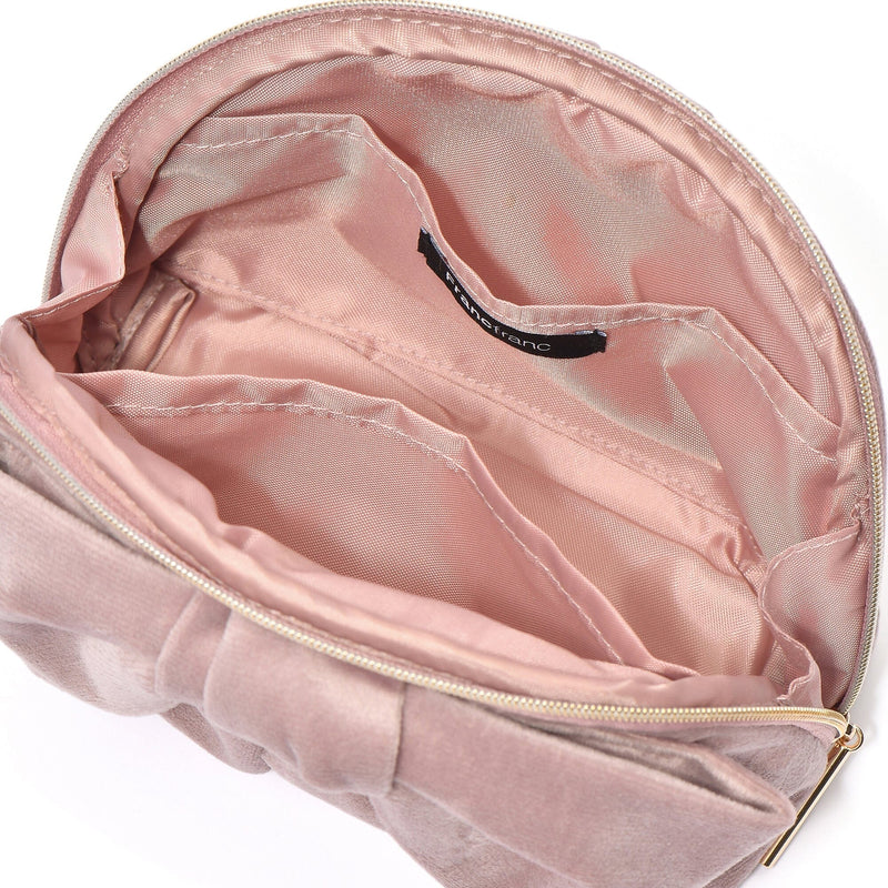 Velour Ribbon Pouch Small Pink