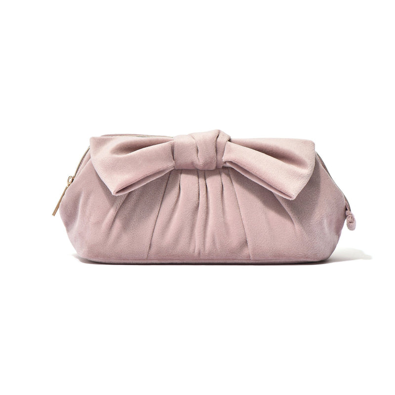 Velour Ribbon Wire Pouch Pink