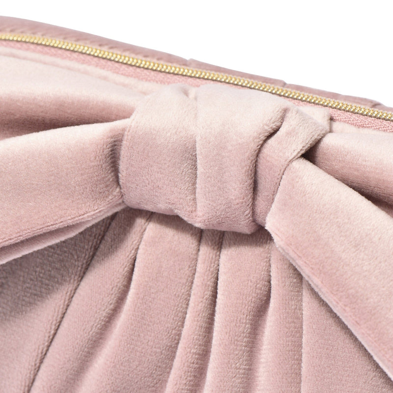 Velour Ribbon Wire Pouch Pink