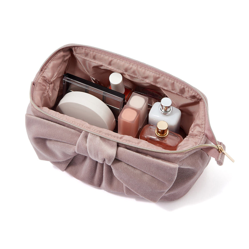 Velour Ribbon Wire Pouch Pink