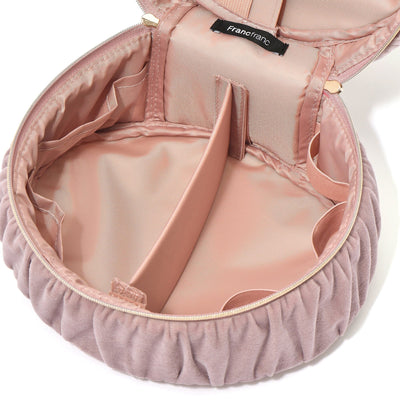 Velour Ribbon Vanity Pouch Small Pink