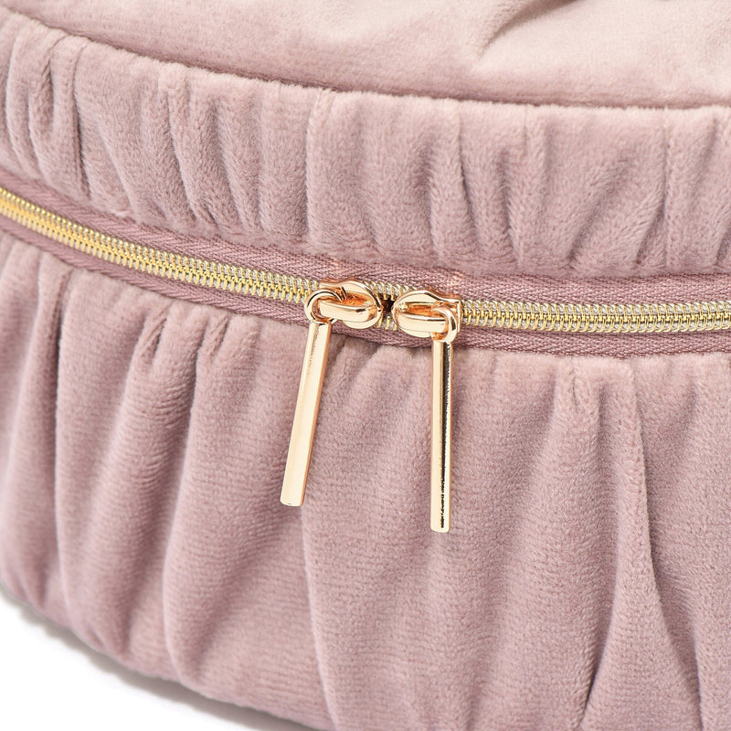 Velour Ribbon Vanity Pouch Small Pink