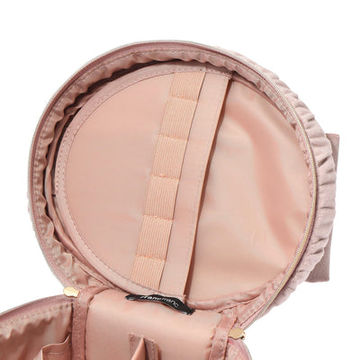 Velour Ribbon Vanity Pouch Small Pink