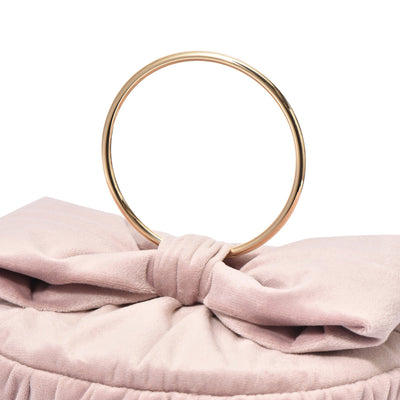 Velour Ribbon Vanity Pouch Large Pink