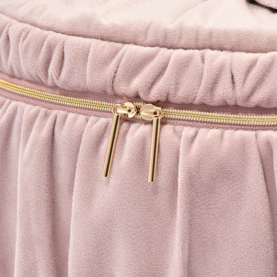 Velour Ribbon Vanity Pouch Large Pink
