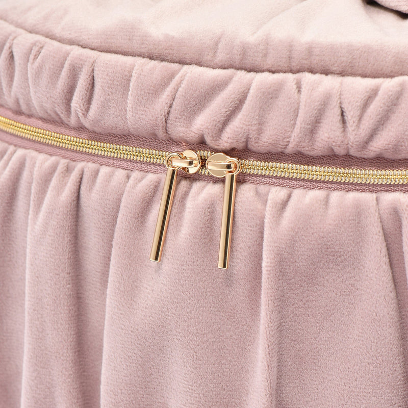 Velour Ribbon Vanity Pouch Large Pink