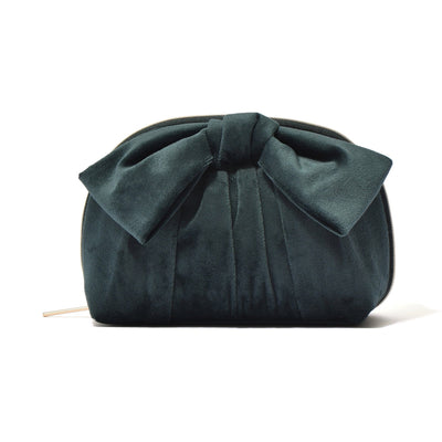 Velour Ribbon Pouch Small Green