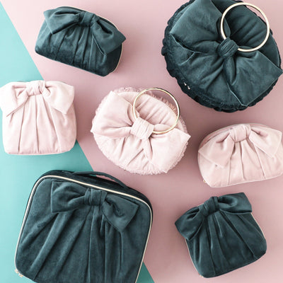 Velour Ribbon Wire Pouch Green