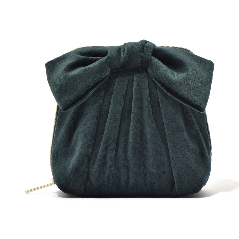 Velour Ribbon Stand Pouch Green