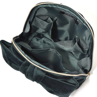 Velour Ribbon Stand Pouch Green
