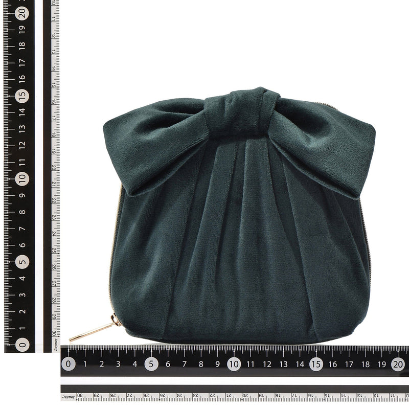 Velour Ribbon Stand Pouch Green