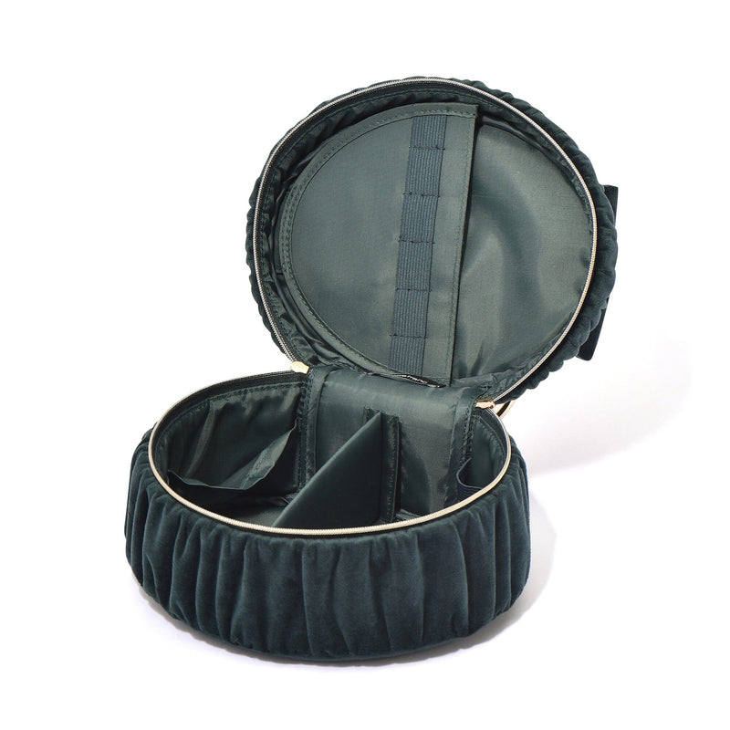 Velour Ribbon Vanity Pouch Small Green