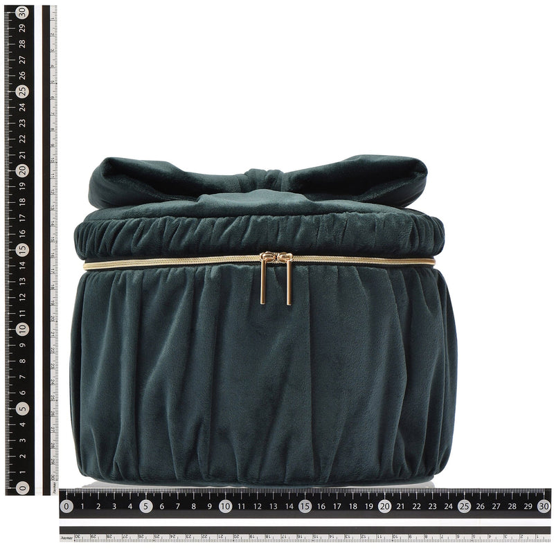 Velour Ribbon Vanity Pouch Large Green