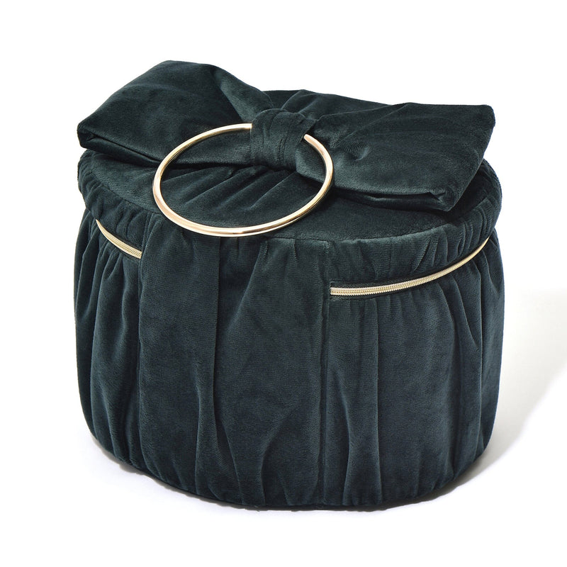 Velour Ribbon Vanity Pouch Large Green