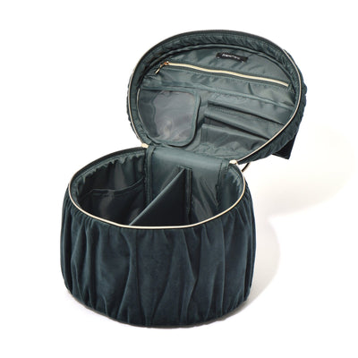 Velour Ribbon Vanity Pouch Large Green