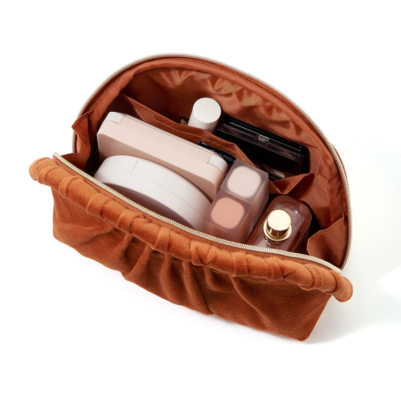 Velour Pleat Pouch Small Orange